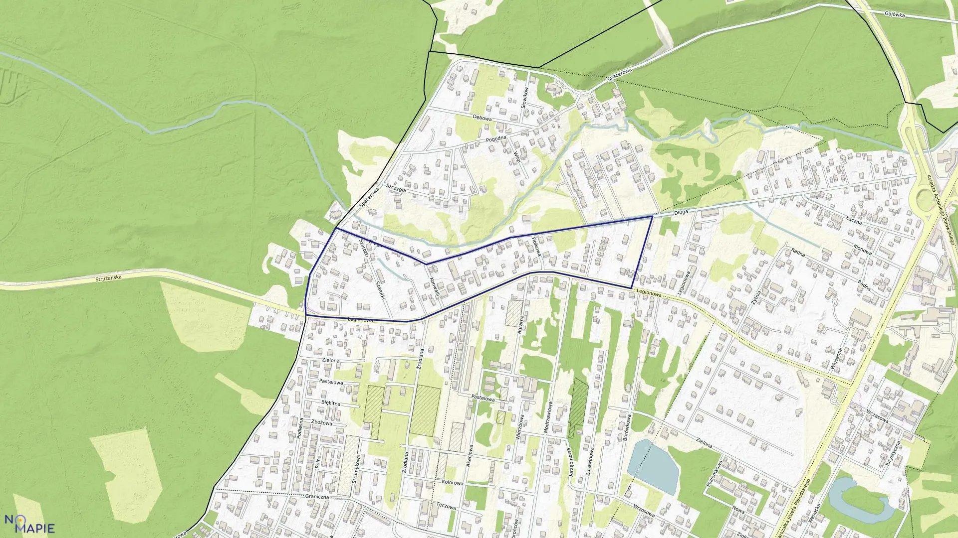 Mapa obrębu 1-02 w mieście Marki