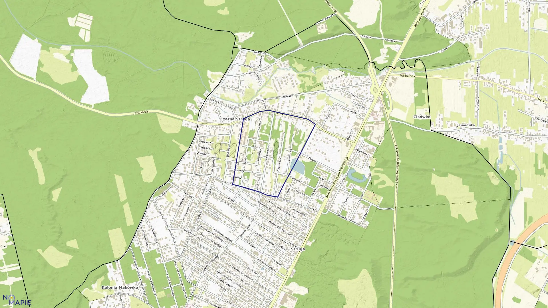 Mapa obrębu 1-05 w mieście Marki