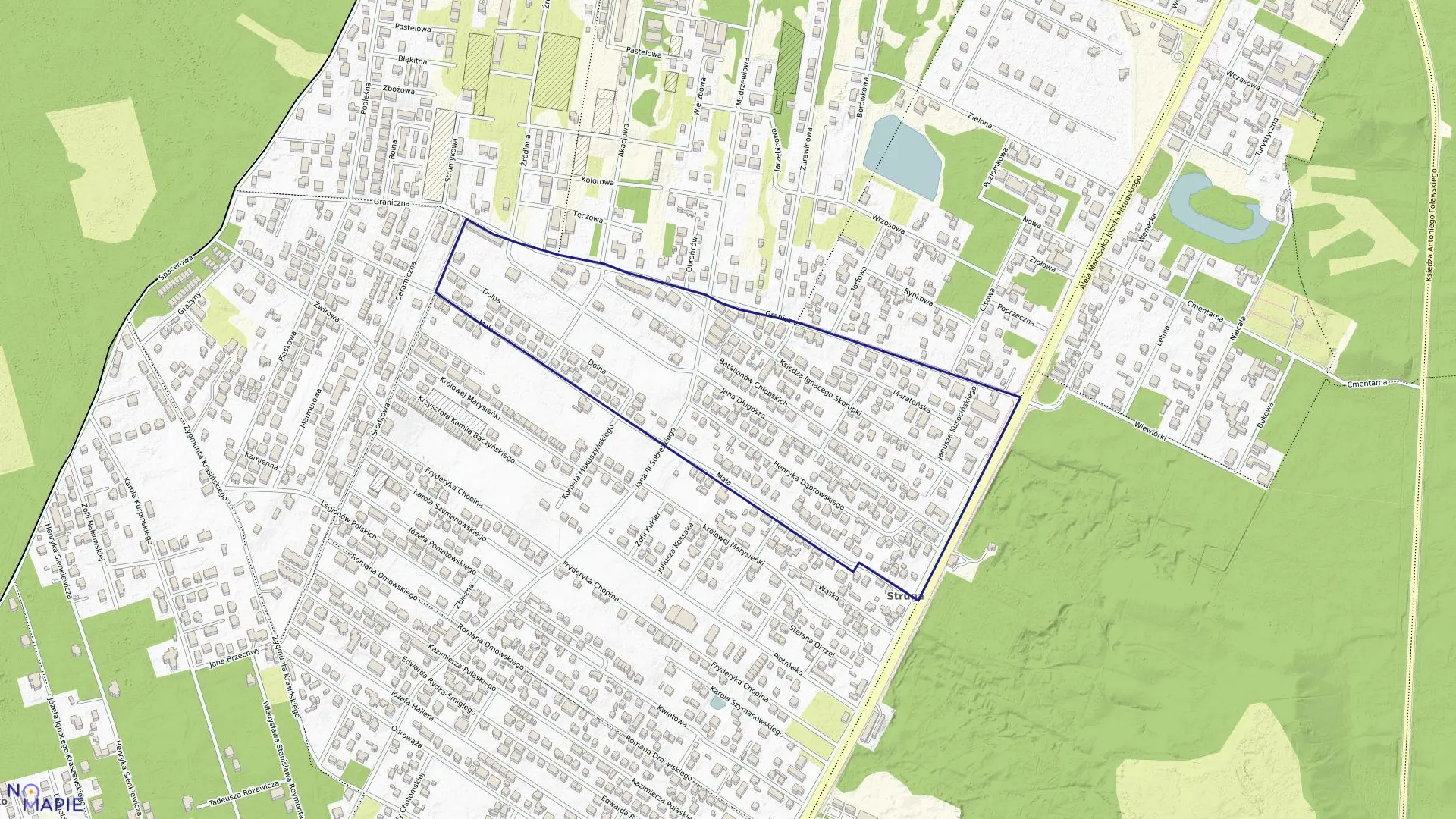 Mapa obrębu 1-10 w mieście Marki