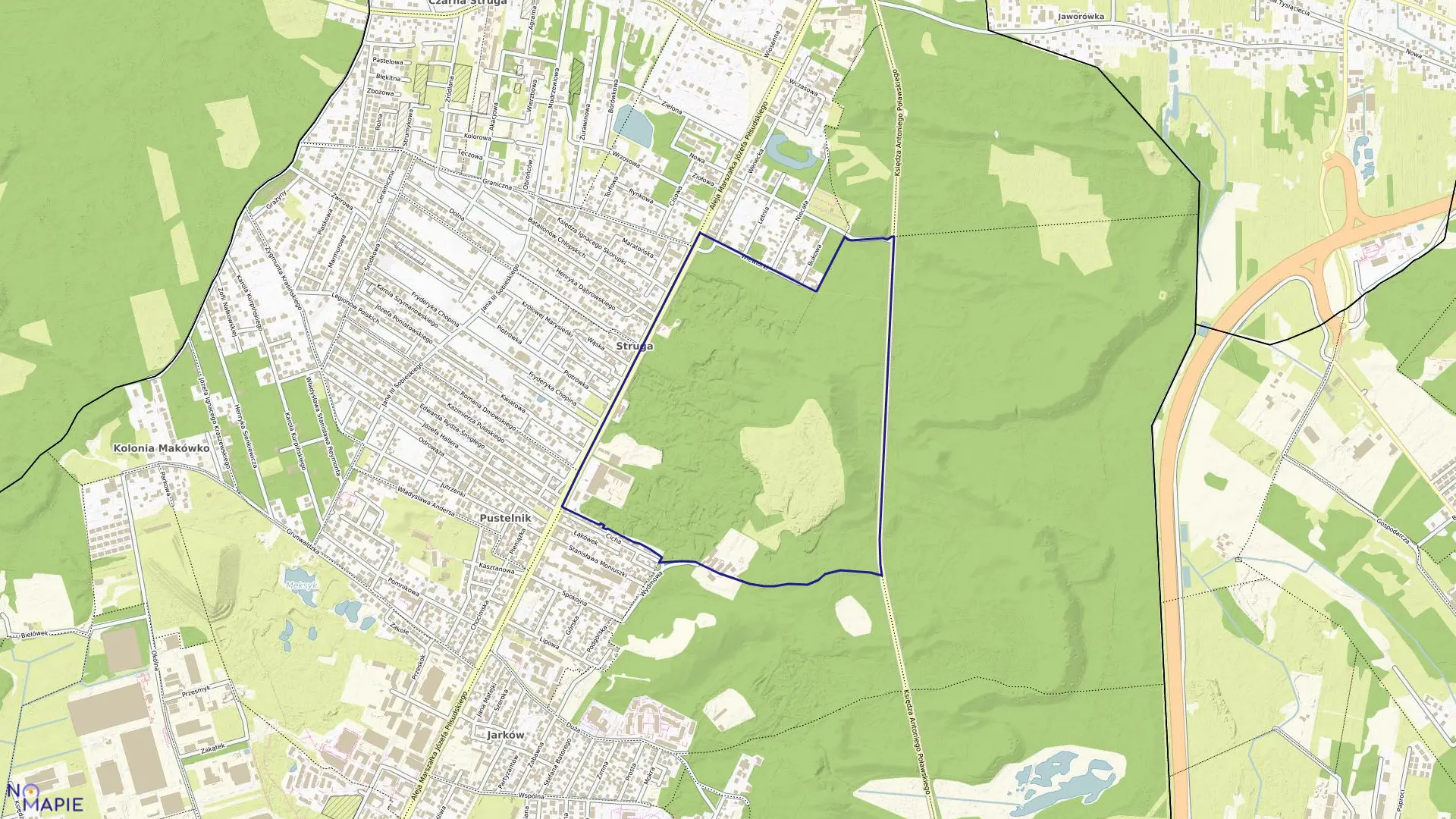 Mapa obrębu 1-11 w mieście Marki