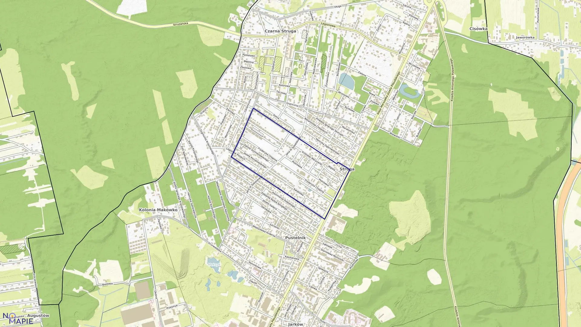 Mapa obrębu 1-12 w mieście Marki