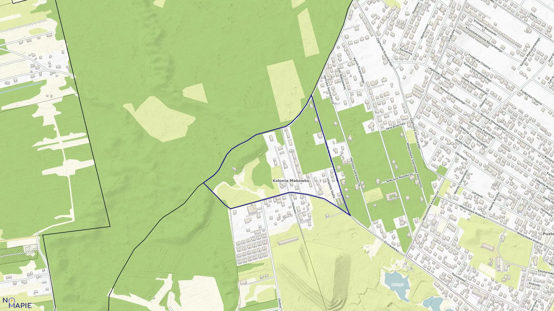 Mapa obrębu 1-14 w mieście Marki