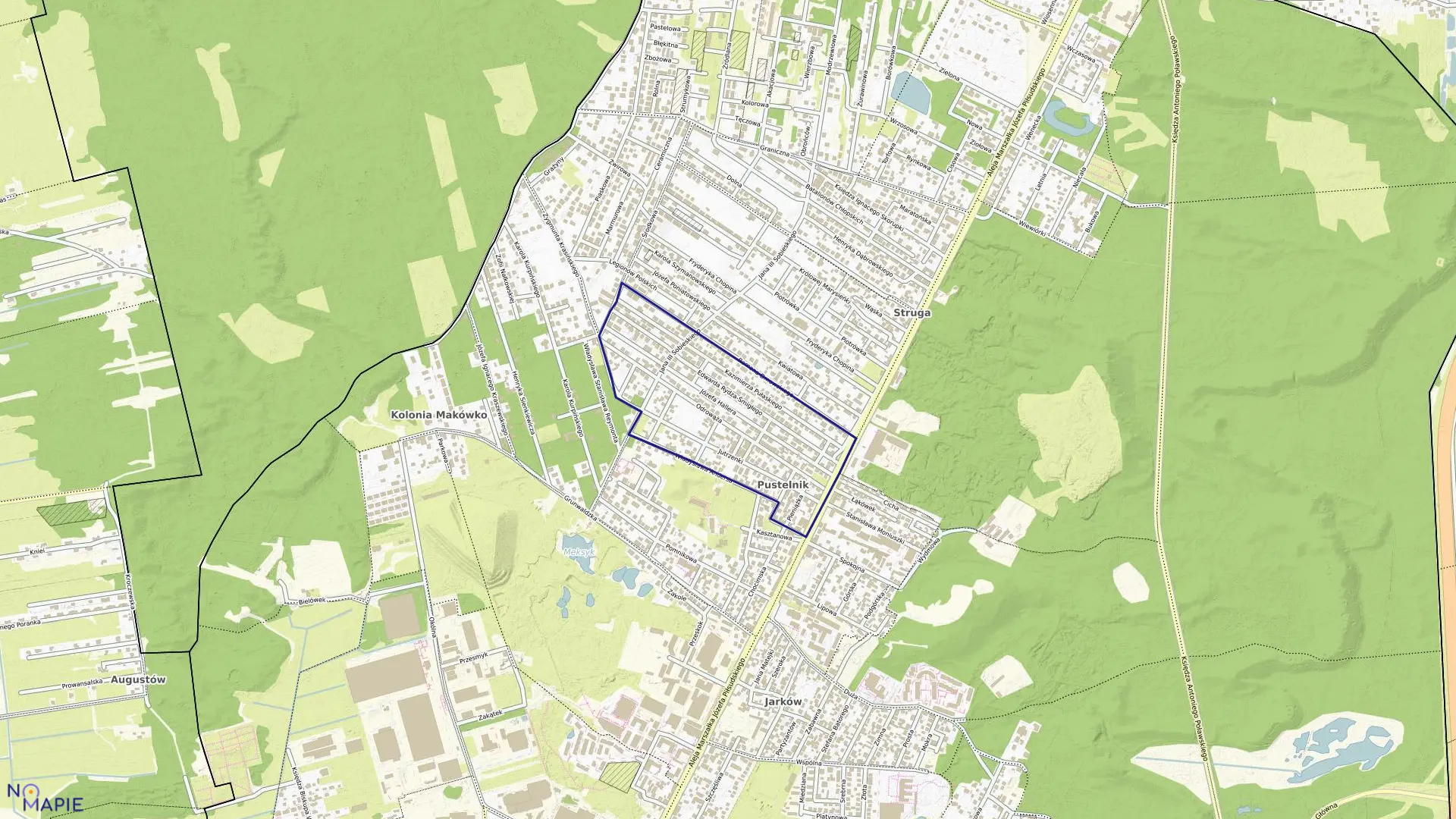 Mapa obrębu 1-15 w mieście Marki