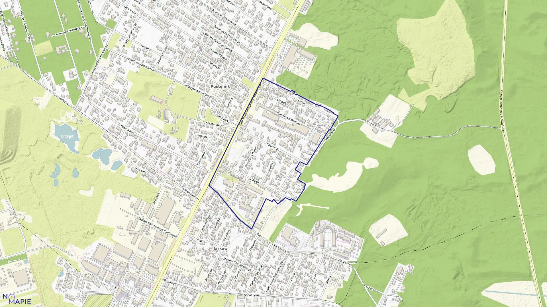 Mapa obrębu 1-16 w mieście Marki