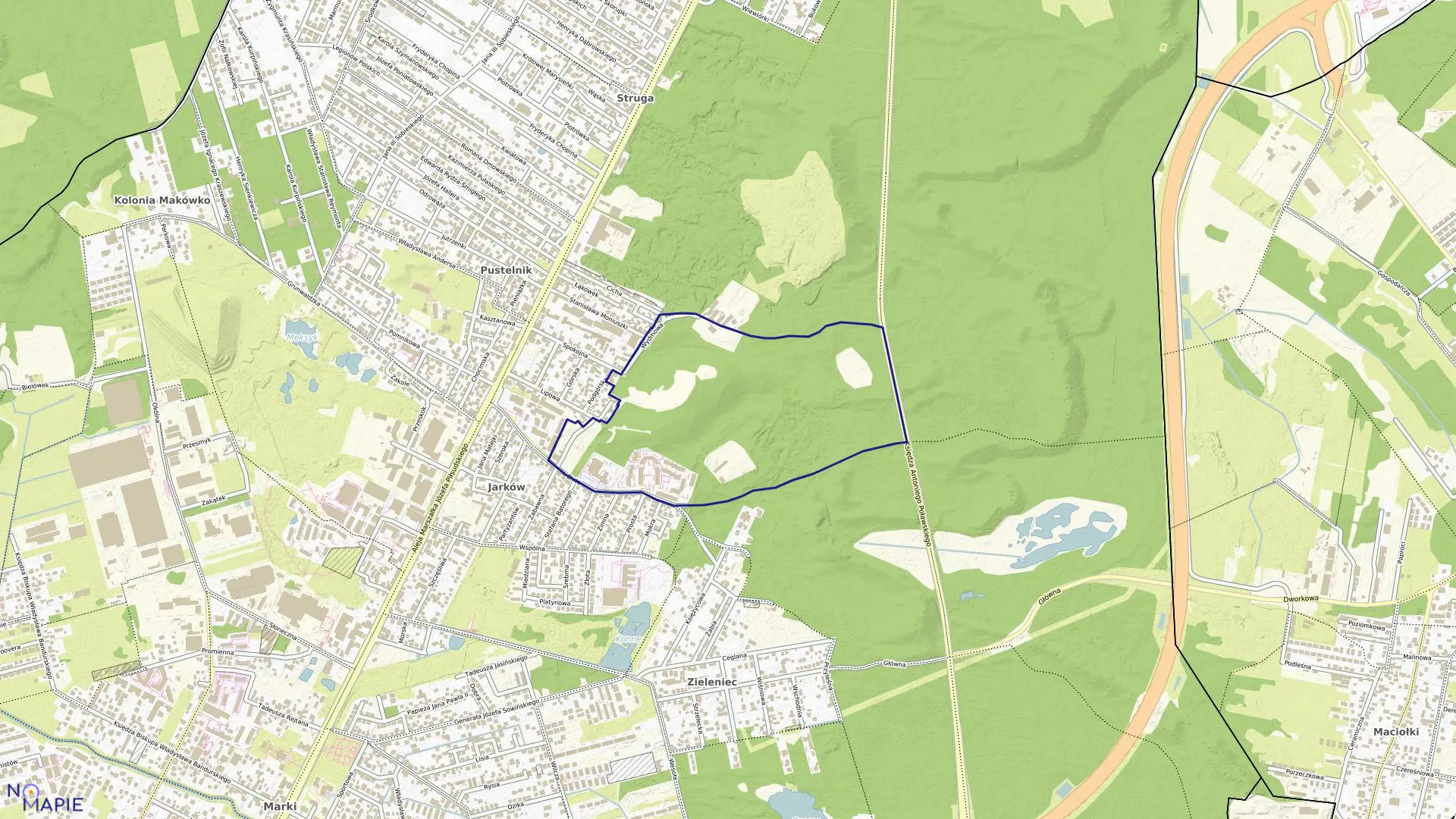 Mapa obrębu 1-18 w mieście Marki