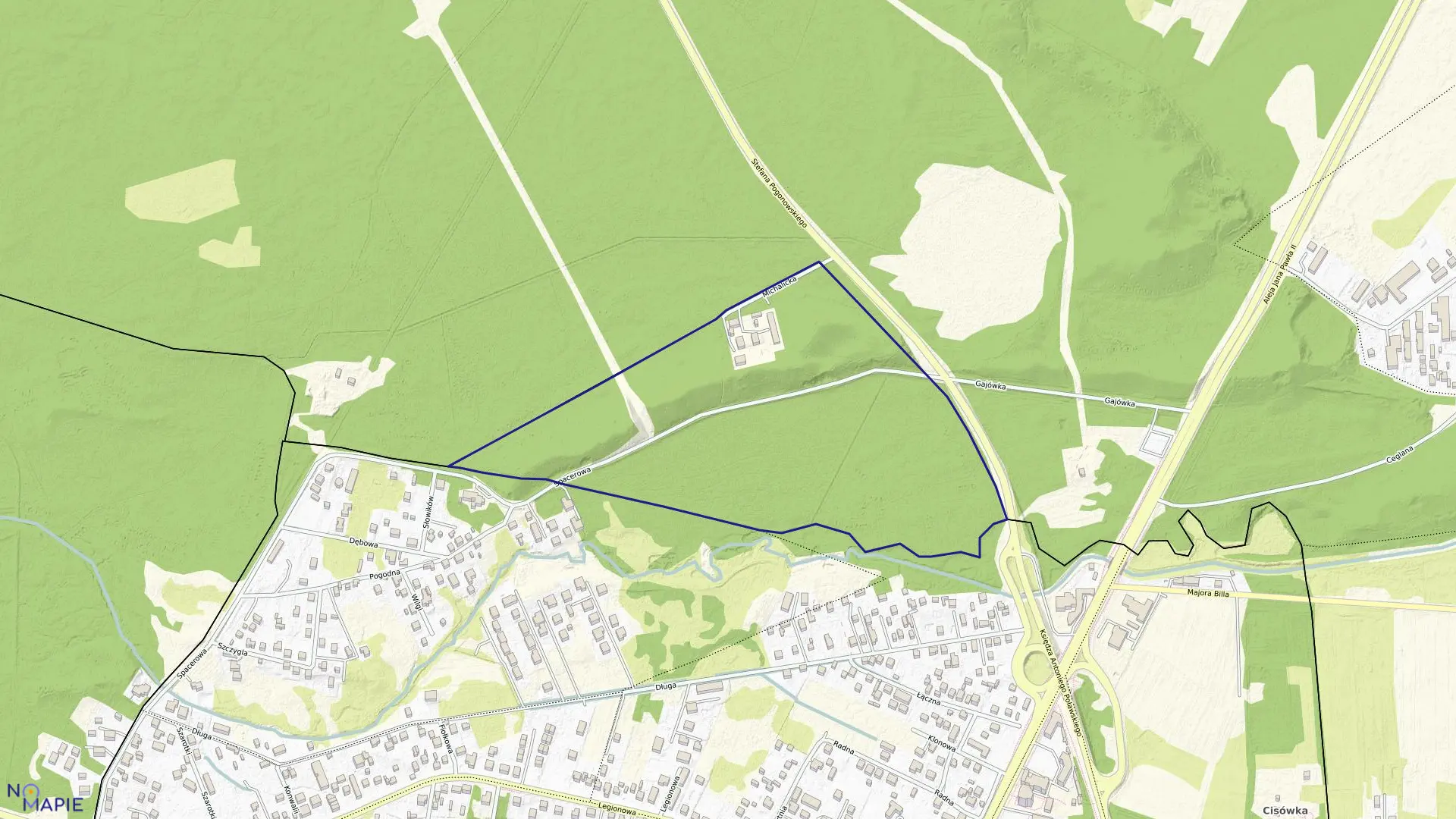 Mapa obrębu 1-19 w mieście Marki