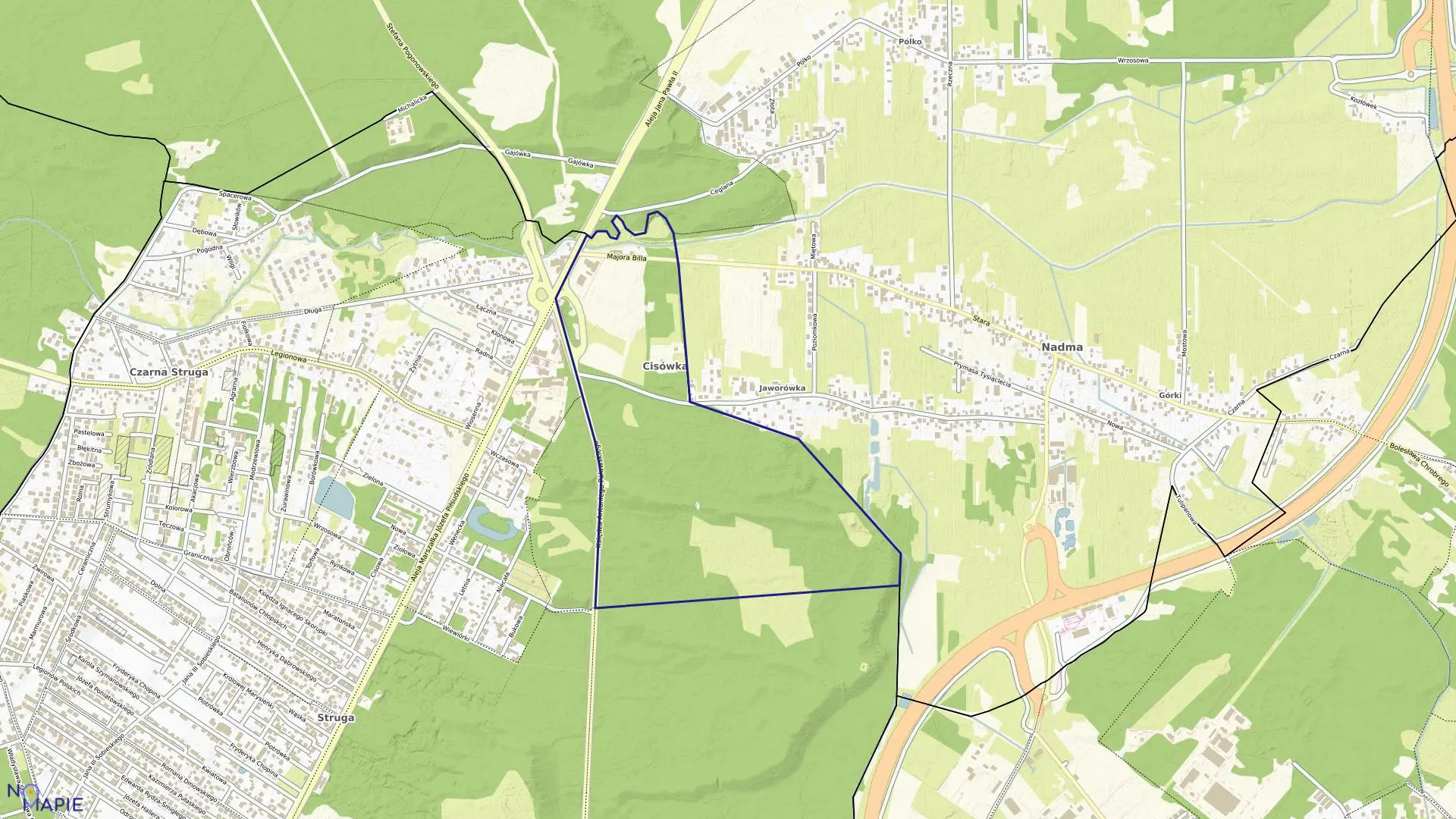 Mapa obrębu 2-01 w mieście Marki