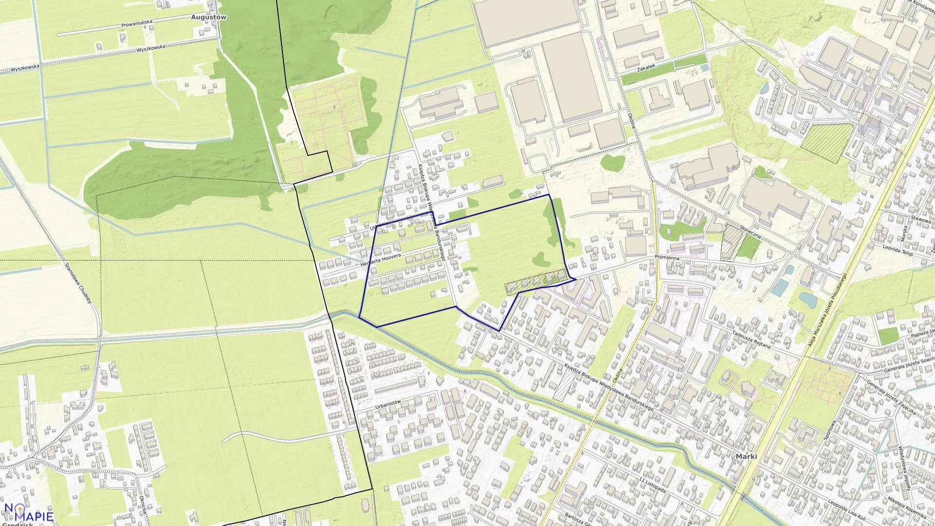 Mapa obrębu 3-07 w mieście Marki