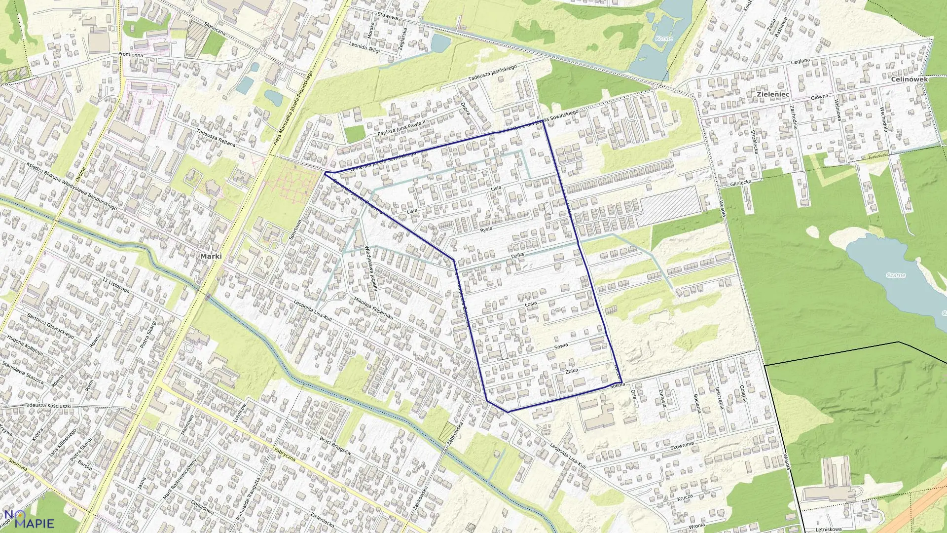 Mapa obrębu 4-07 w mieście Marki