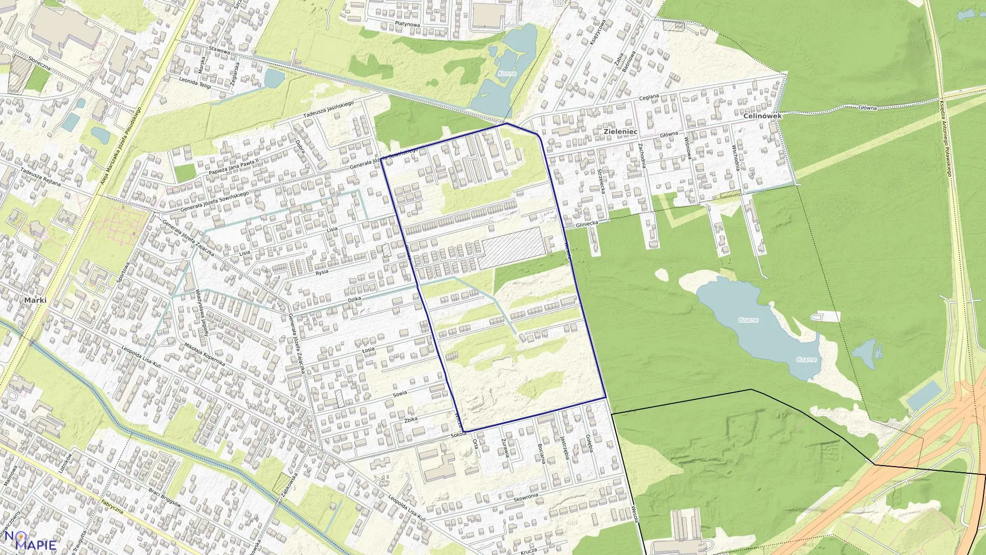 Mapa obrębu 4-08 w mieście Marki