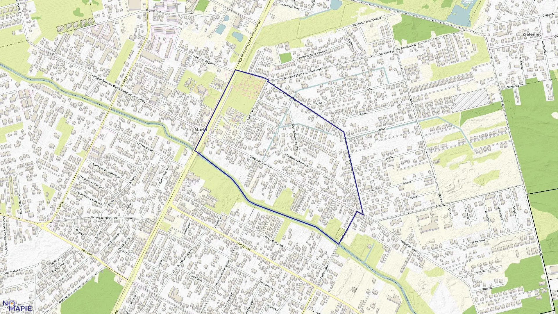 Mapa obrębu 4-10 w mieście Marki