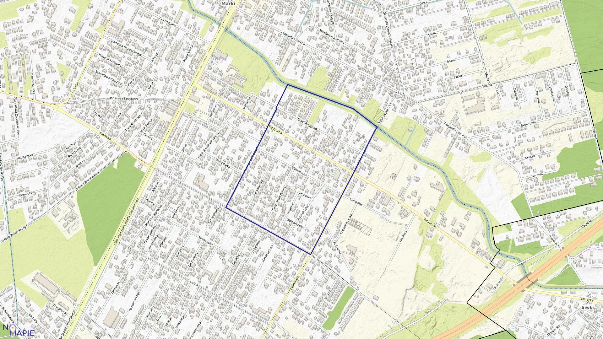 Mapa obrębu 5-04 w mieście Marki