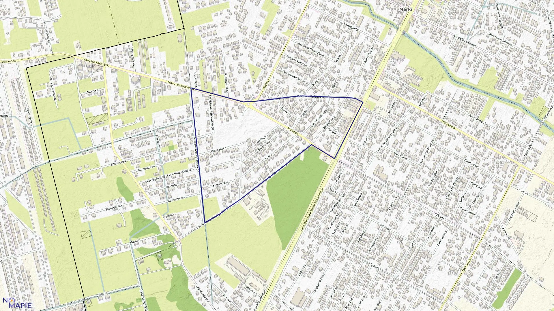 Mapa obrębu 5-08 w mieście Marki