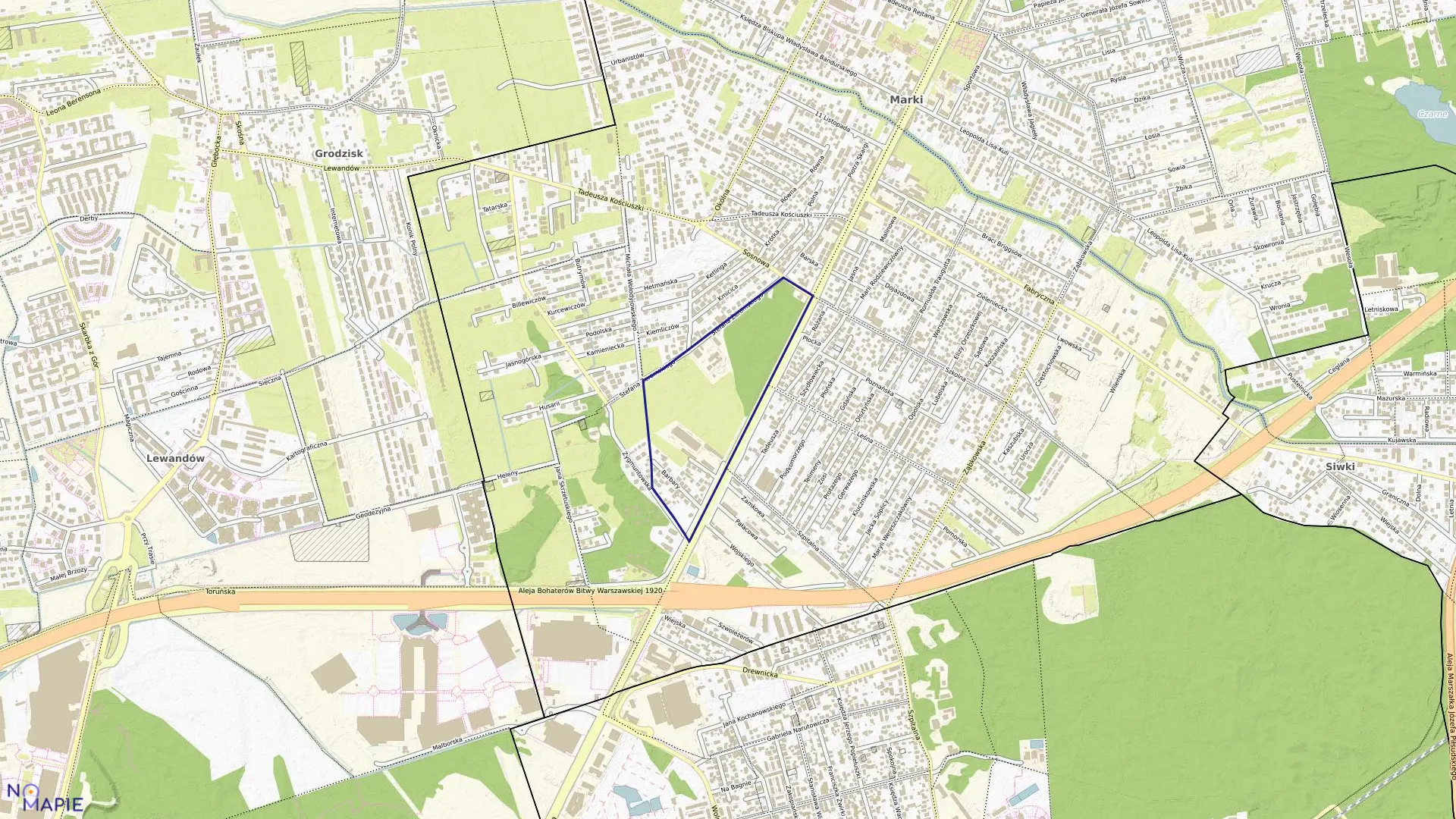 Mapa obrębu 5-09 w mieście Marki