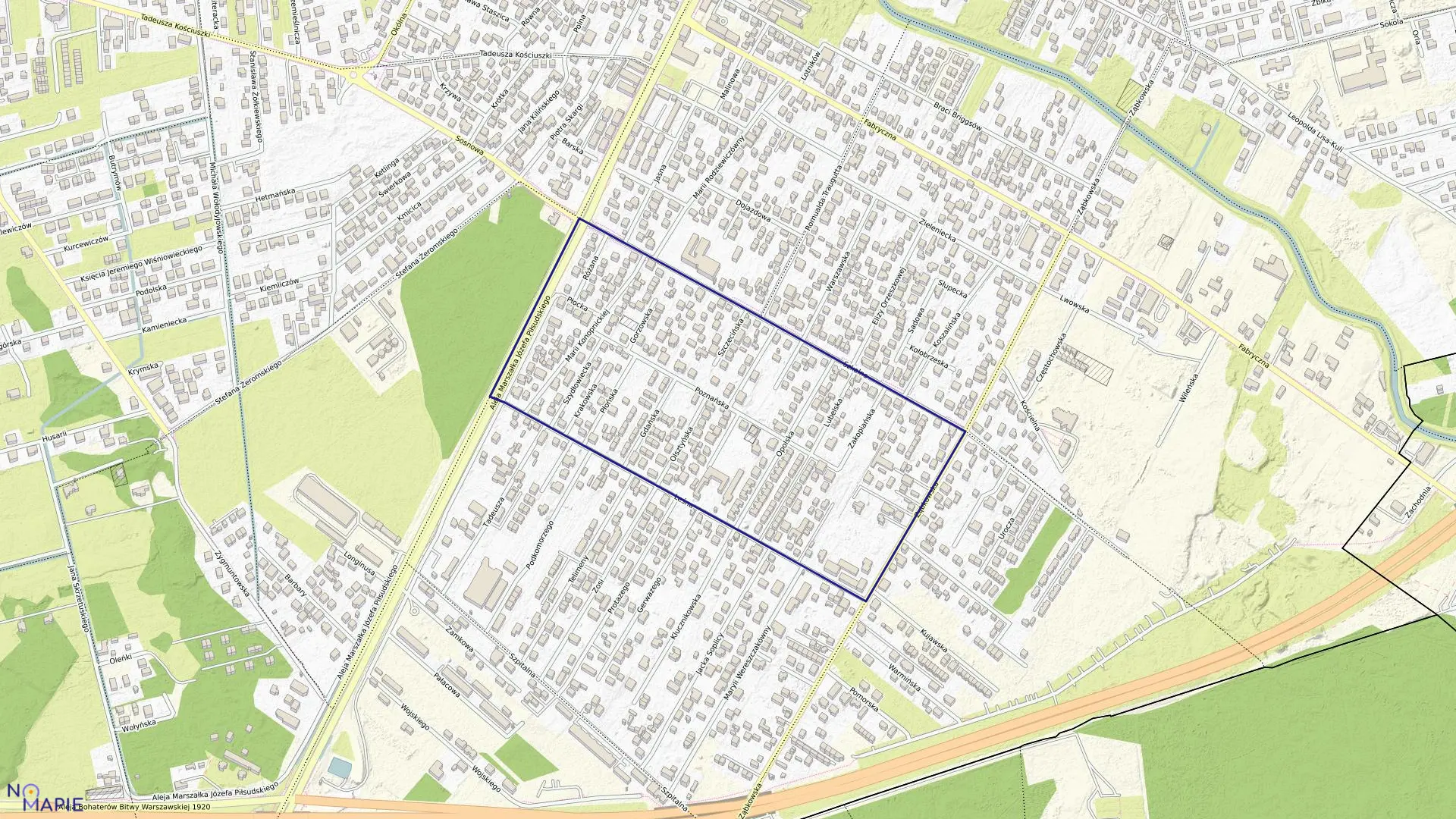 Mapa obrębu 5-10 w mieście Marki