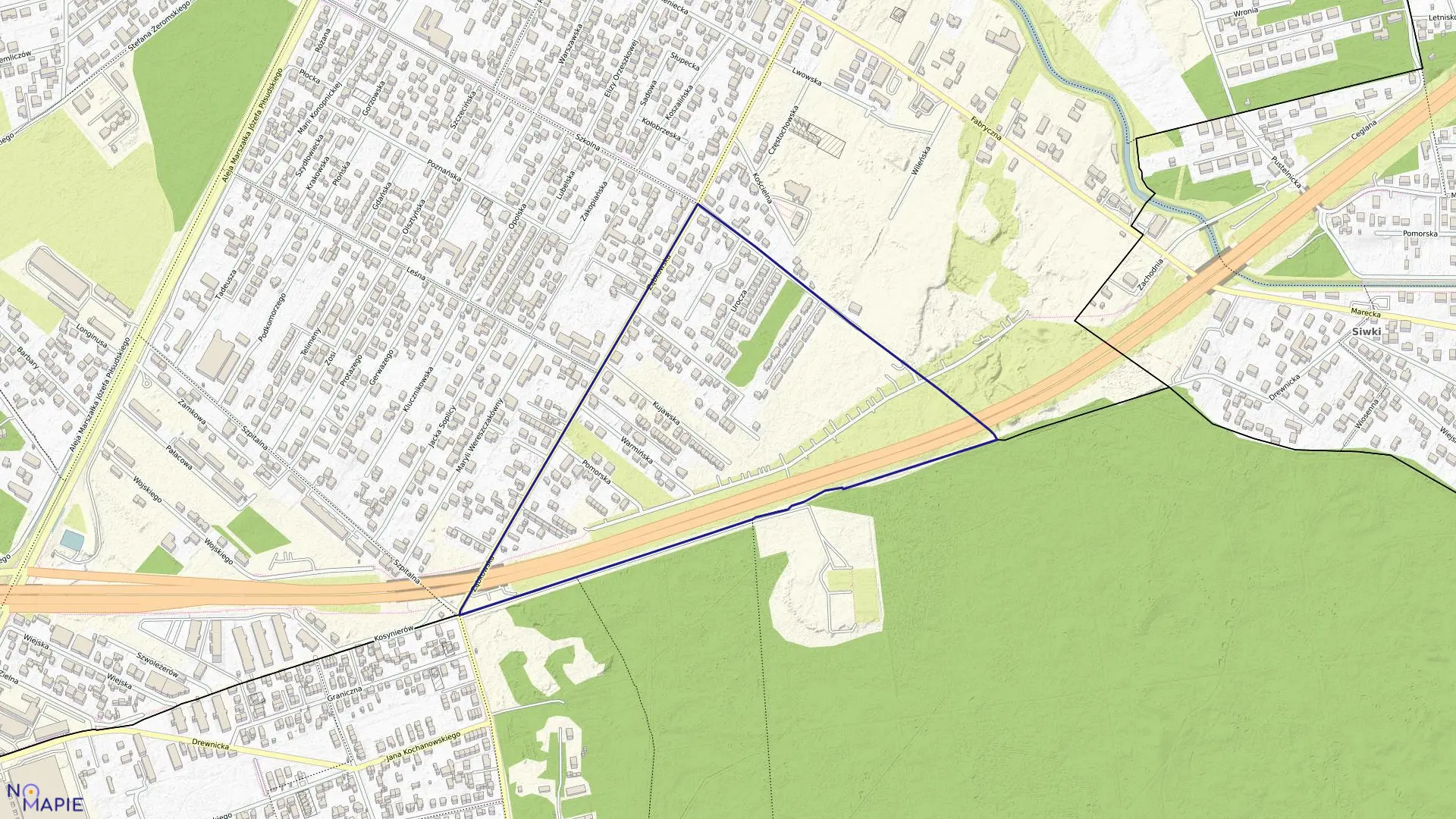 Mapa obrębu 5-11 w mieście Marki