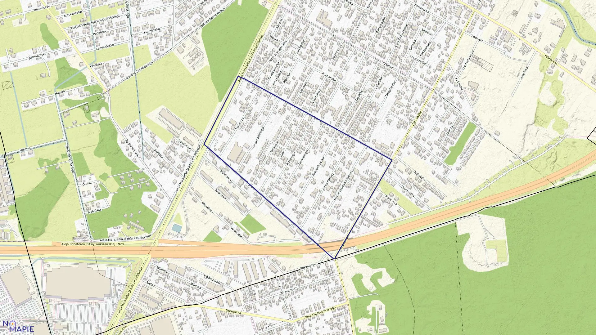 Mapa obrębu 5-12 w mieście Marki