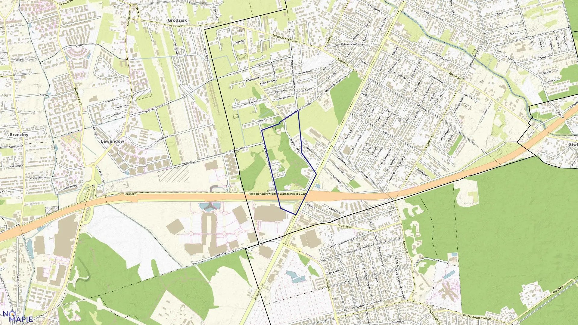 Mapa obrębu 5-14 w mieście Marki