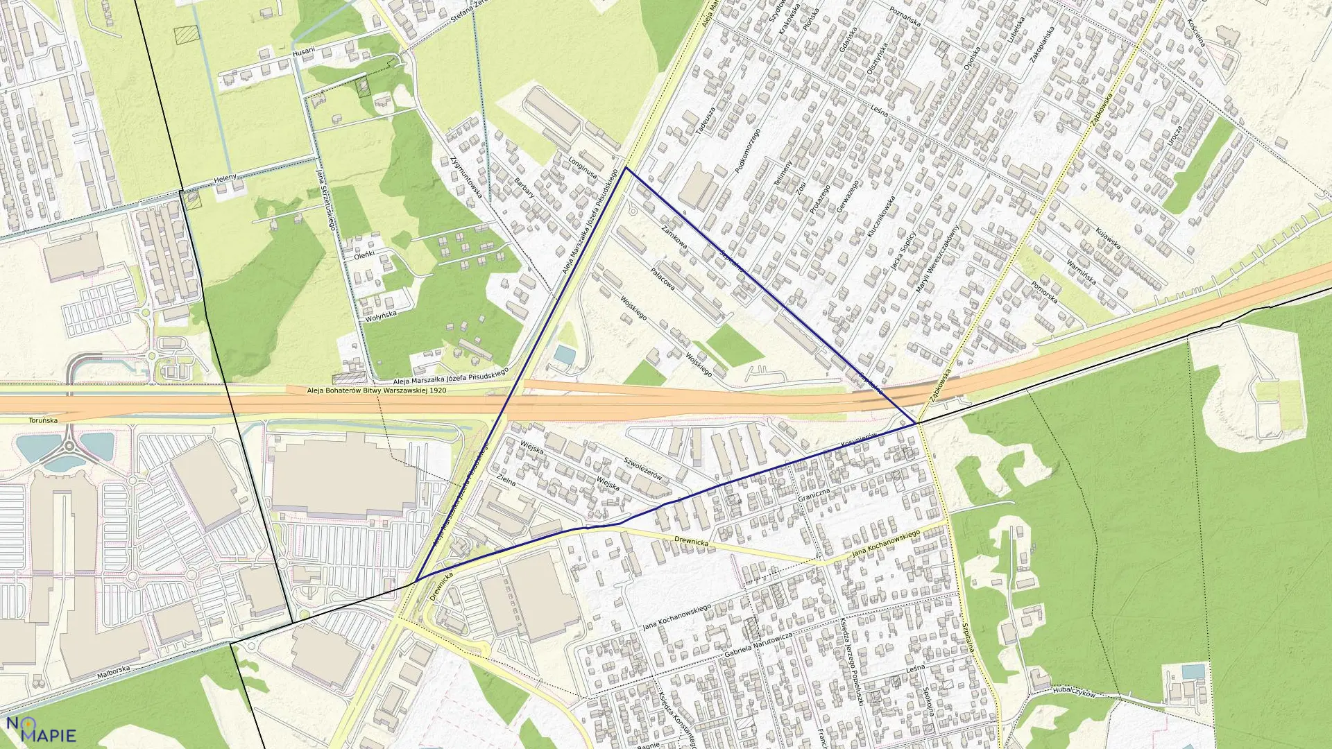 Mapa obrębu 5-15 w mieście Marki